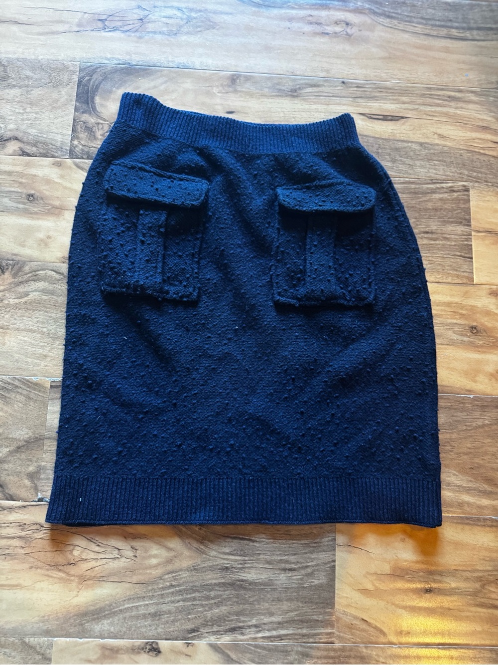 Anthropologie Moth navy blue textured sweater skirt